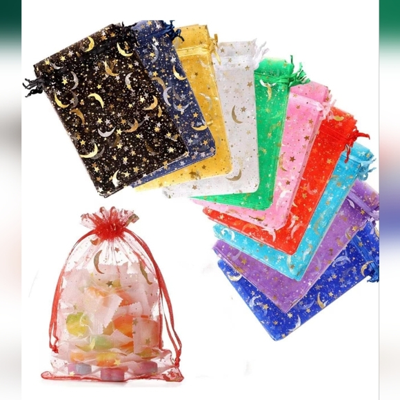 Other - 20 Pieces Moon Star Organza Bags, 3x4“ Mixed Color